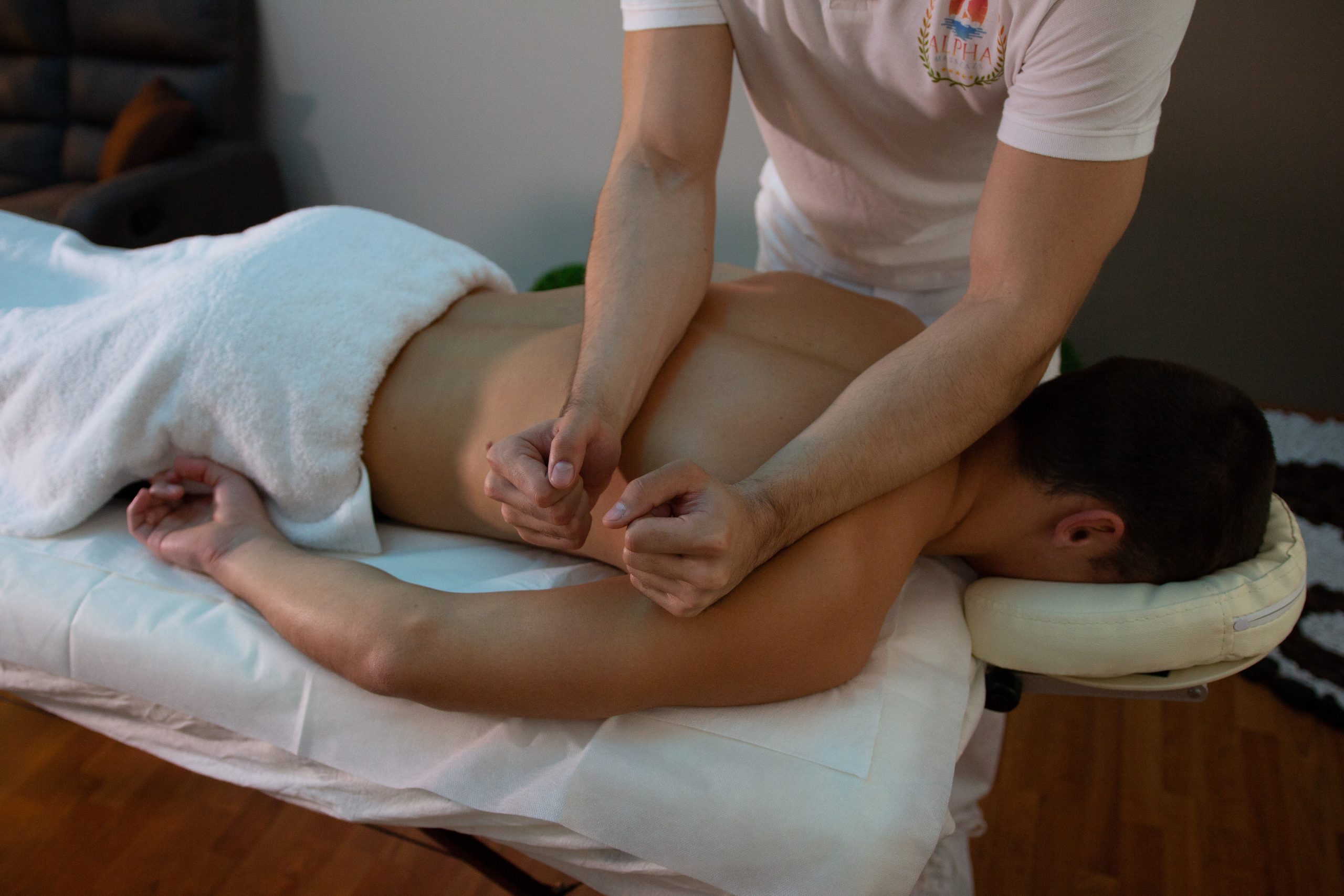 forearms used to massage guy